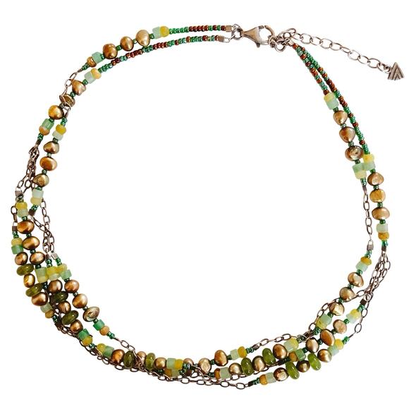 Silpada N1683 Sterling Silver Green Pearl Adventurine Jade Multi-Strand Necklace - Picture 1 of 11